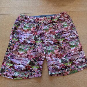 Peter Millar Men's Swim Trunks L Pink Green Vaca beach pool summer mesh liner